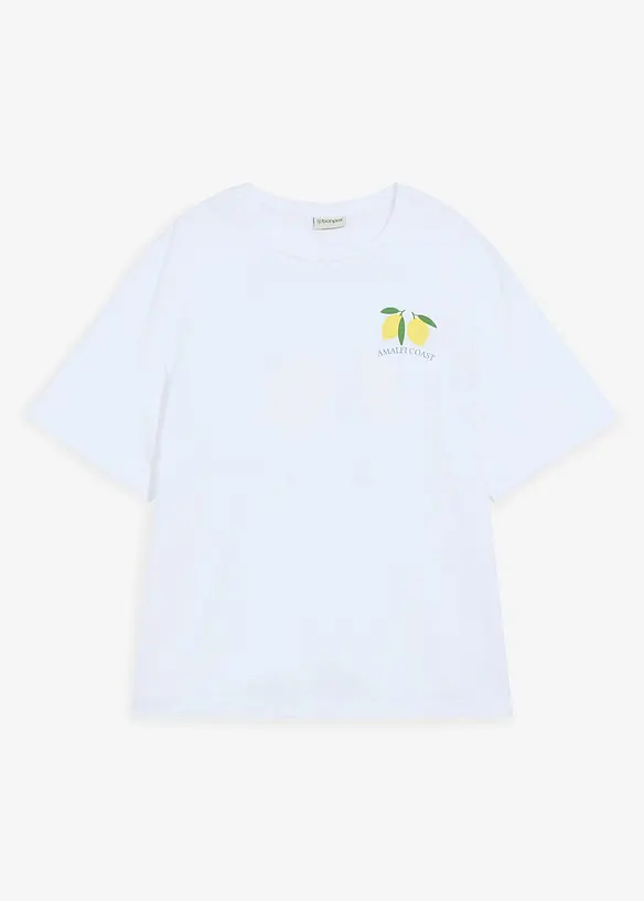 T-Shirt mit Rückenprint aus reiner Bio-Baumwolle in weiß von vorne - bonprix