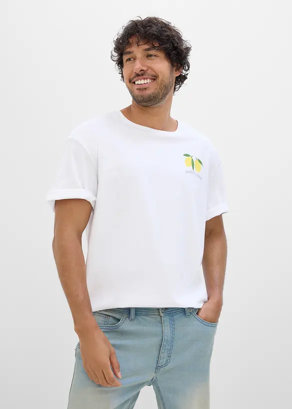 T-Shirt mit Rückenprint aus reiner Bio-Baumwolle in weiß von hinten (im Anschnitt) - bonprix