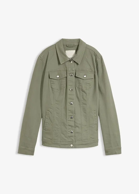 Jeansjacke in grün von vorne - bonprix