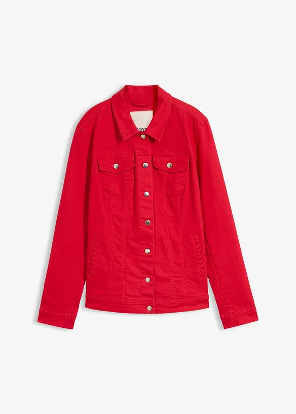Jeansjacke in rot von vorne - bonprix