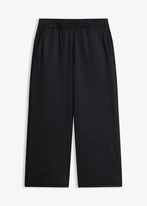 Komfort-Sporthose mit weitem Bein, schnelltrocknend in schwarz von vorne - bonprix Komfort-Sporthose mit weitem Bein, schnelltrocknend in schwarz von vorne - bonprix