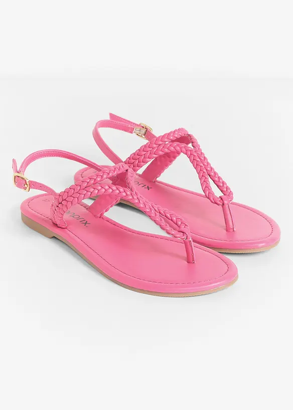 Zehenstegsandalen in Flecht-Optik in pink - bonprix