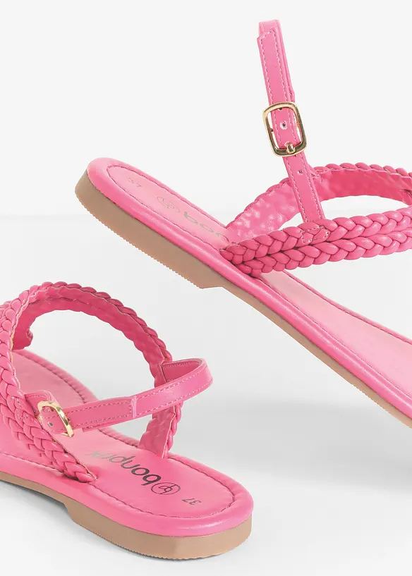 Zehenstegsandalen in Flecht-Optik in pink - bonprix