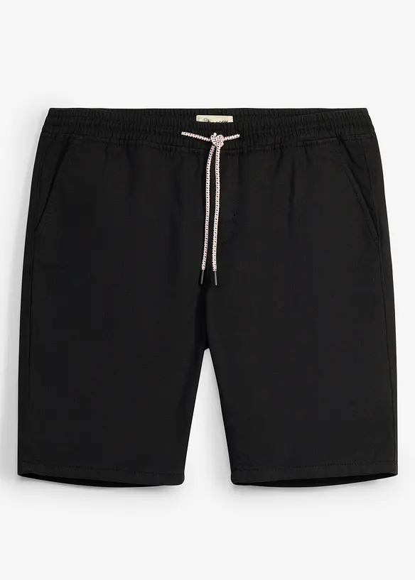 Schlupf-Bermuda aus Baumwolle in Regular Fit in schwarz von vorne - bonprix