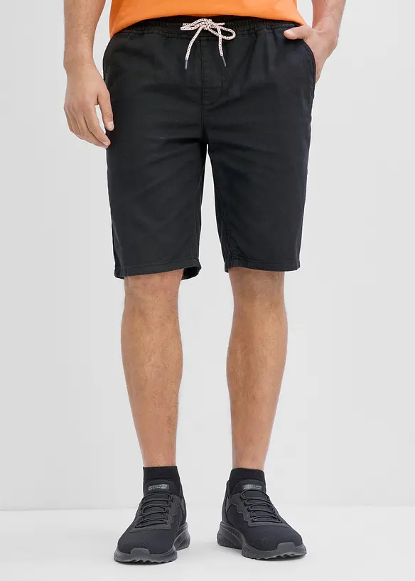 Schlupf-Bermuda aus Baumwolle in Regular Fit in schwarz von vorne - bonprix