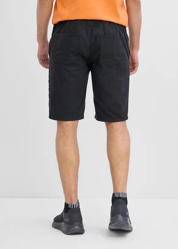 Schlupf-Bermuda aus Baumwolle in Regular Fit in schwarz von hinten - bonprix