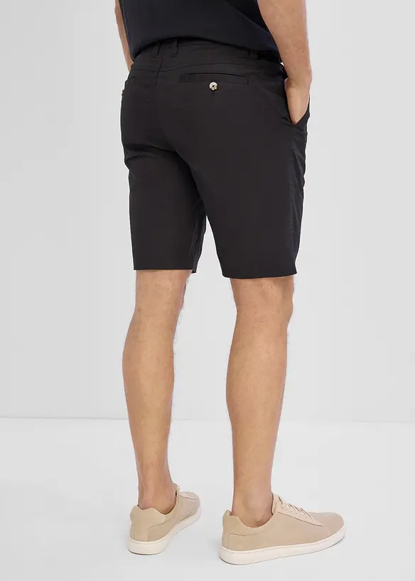 Stretch-Bermuda in leichter Papertouch-Qualität in schwarz von hinten - bonprix
