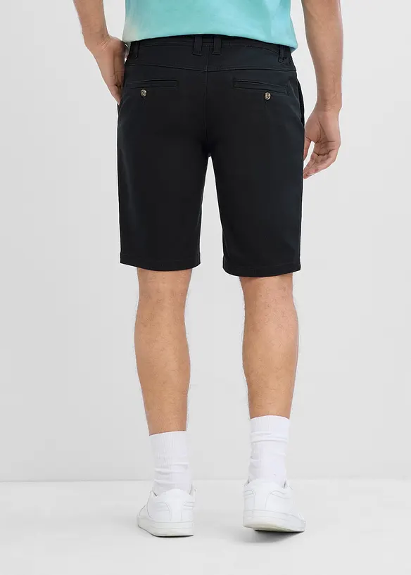Stretch-Bermuda mit Dehnbund in Regular Fit in schwarz von hinten - bonprix