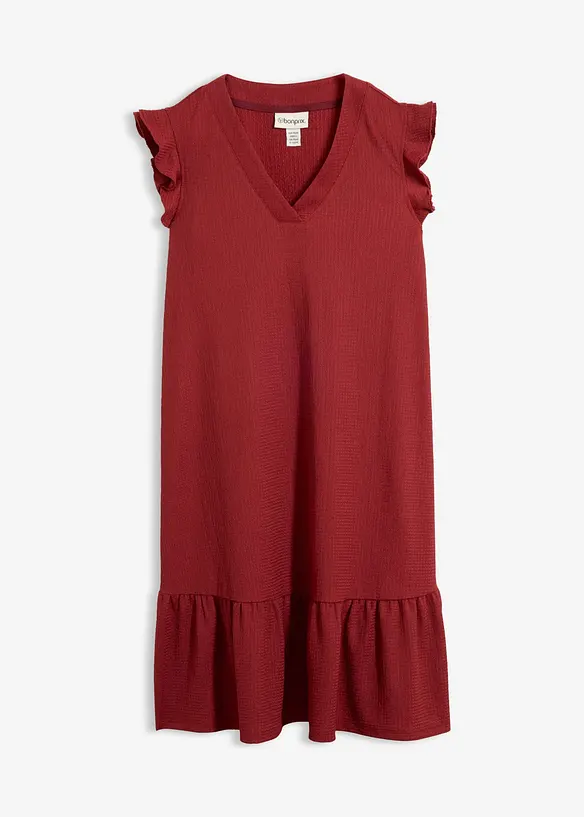 Jerseykleid mit Volant in rot von vorne - bonprix Jerseykleid mit Volant in rot von vorne - bonprix