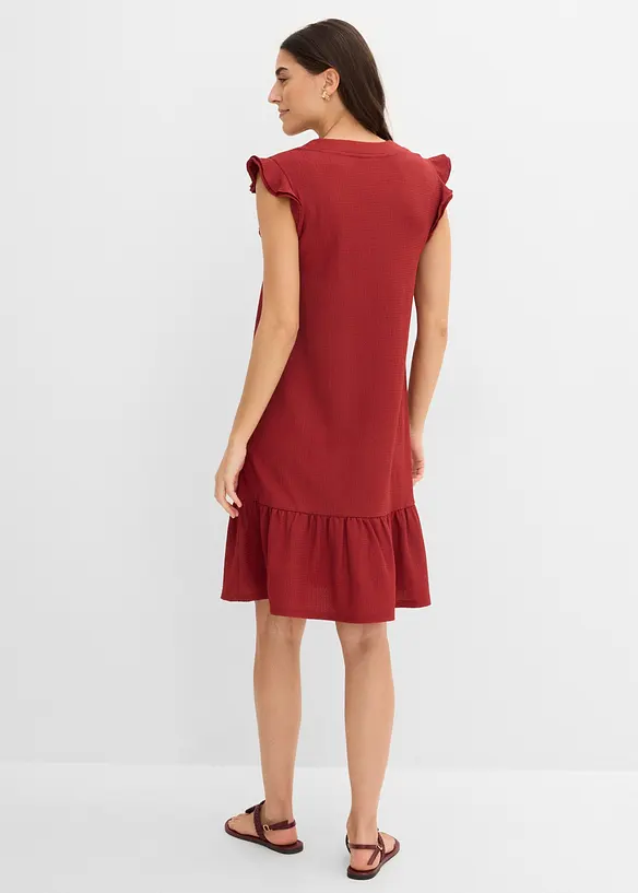 Jerseykleid mit Volant in rot von hinten (Totalaufnahme) - bonprix Jerseykleid mit Volant in rot von hinten (Totalaufnahme) - bonprix