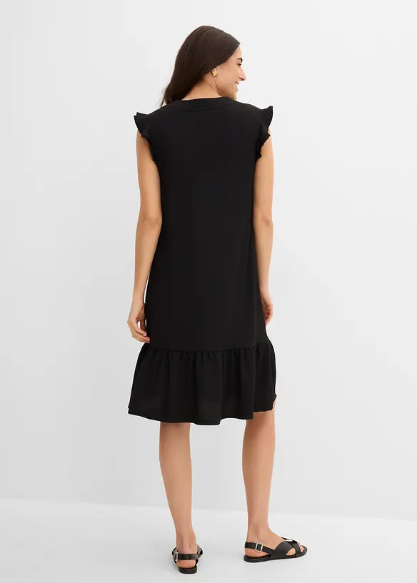 Jerseykleid mit Volant in schwarz von hinten (Totalaufnahme) - bonprix Jerseykleid mit Volant in schwarz von hinten (Totalaufnahme) - bonprix