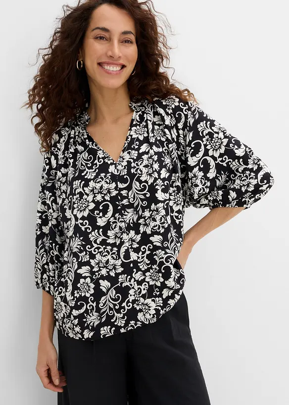 Tunikabluse aus softer Viskose in schwarz von vorne (im Anschnitt) - bonprix Tunikabluse aus softer Viskose in schwarz von vorne (im Anschnitt) - bonprix