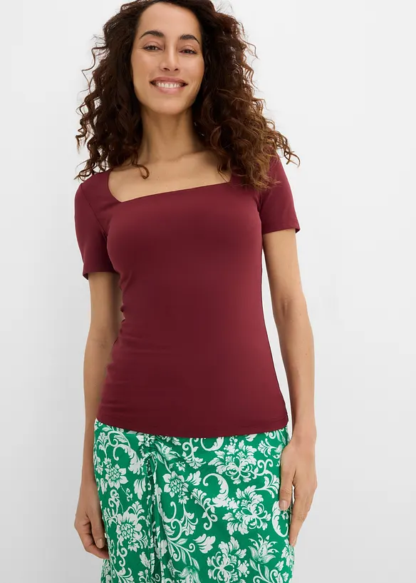 Shirt mit Karree-Ausschnitt in rot von vorne (im Anschnitt) - bonprix