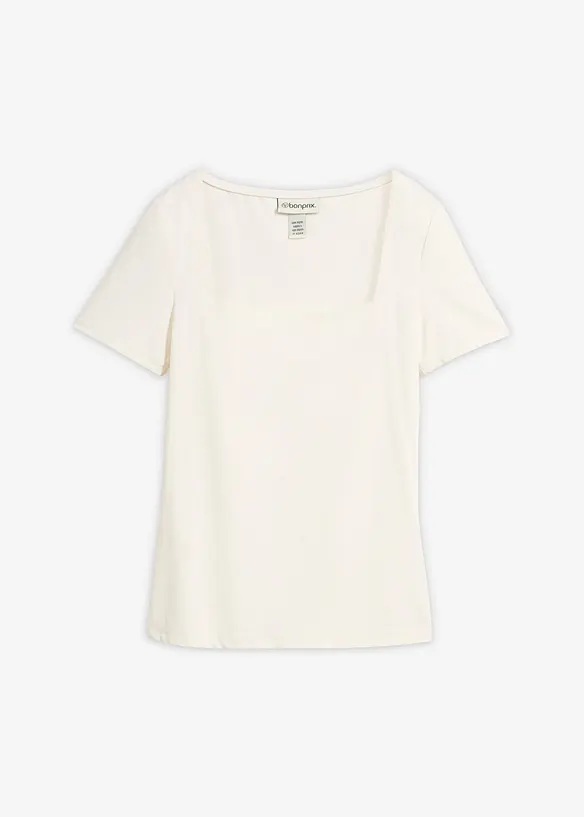 Shirt mit Karree-Ausschnitt in weiß von vorne - bonprix