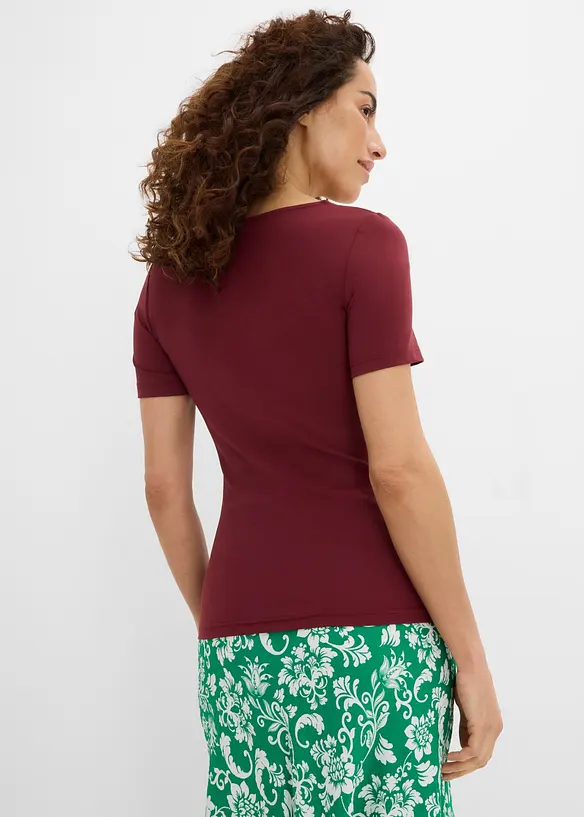 Shirt mit Karree-Ausschnitt in rot von hinten (im Anschnitt) - bonprix
