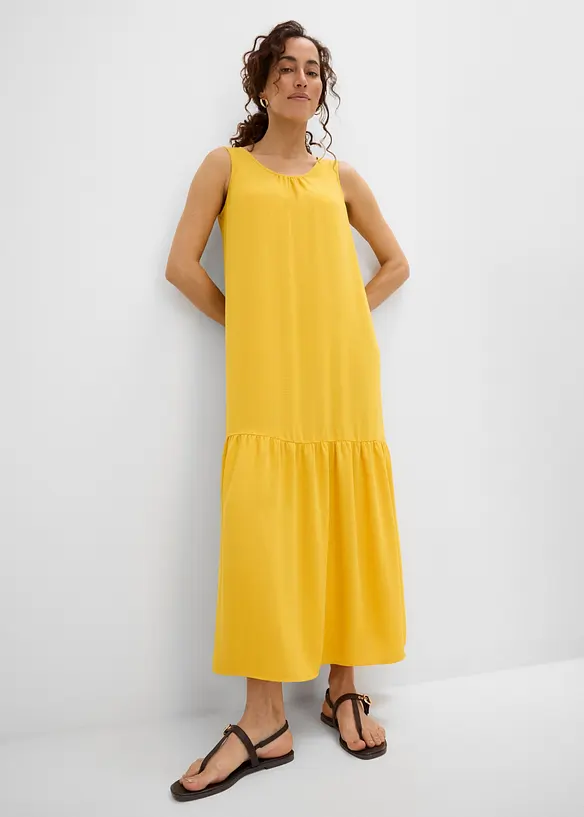 weites Maxikleid in gelb von vorne (Totalaufnahme) - bonprix