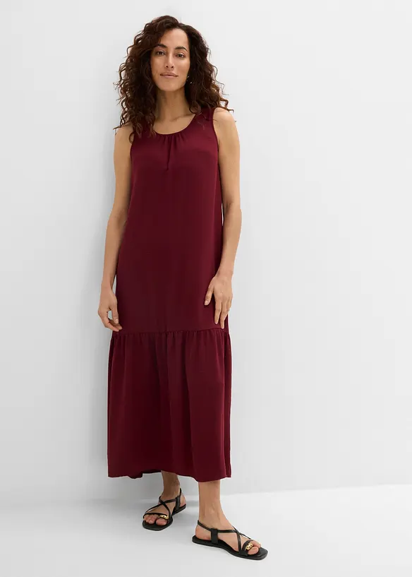 Maxikleid aus leichtem Crêpe in rot von vorne (Totalaufnahme) - bonprix