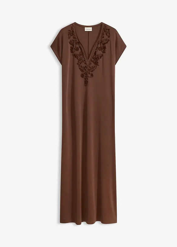 Tunika-Kleid mit Stickerei in braun von vorne - bonprix