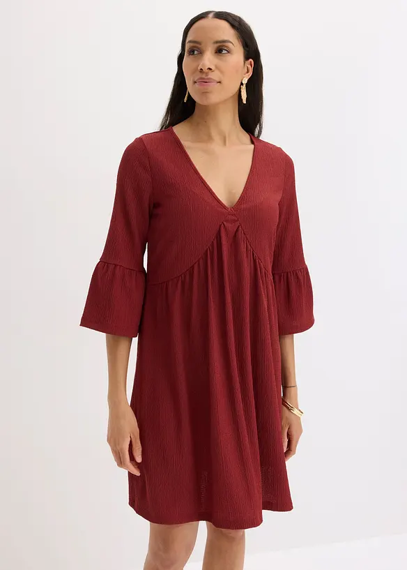 Jersey-Tunika-Kleid in rot von vorne (Totalaufnahme) - bonprix