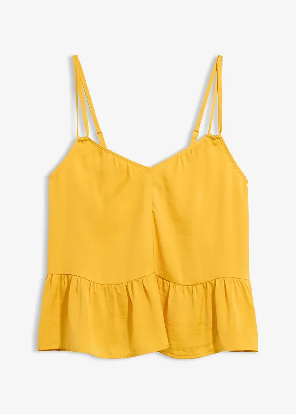 Blusentop aus fließendem Satin in gelb von vorne - bonprix Blusentop aus fließendem Satin in gelb von vorne - bonprix