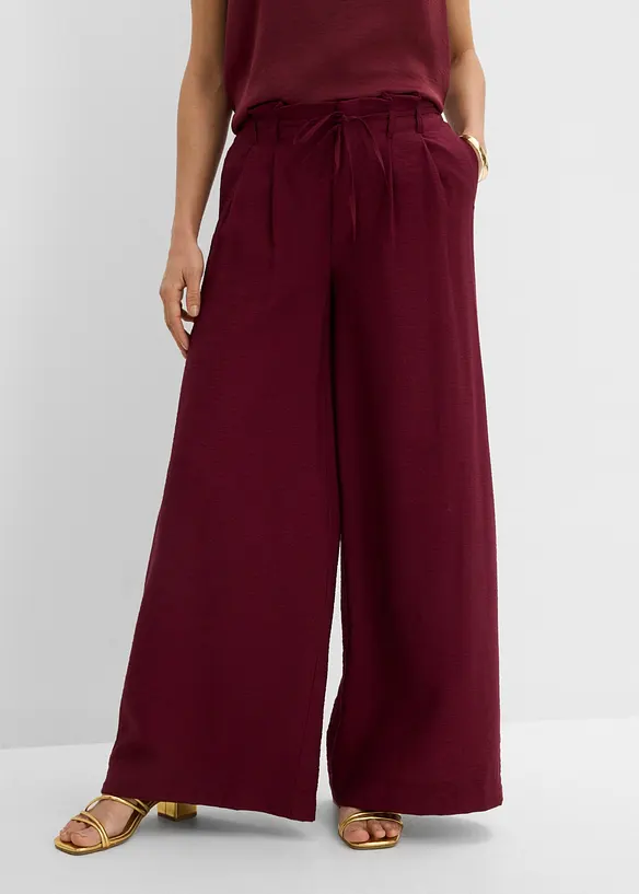 Schlupfhose aus strukturiertem Viskose-Mix in rot von vorne - bonprix