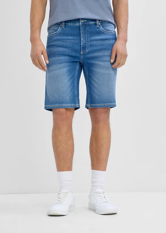 Sweatjeans-Bermuda mit Dehnbund, Regular Fit in blau von vorne - bonprix