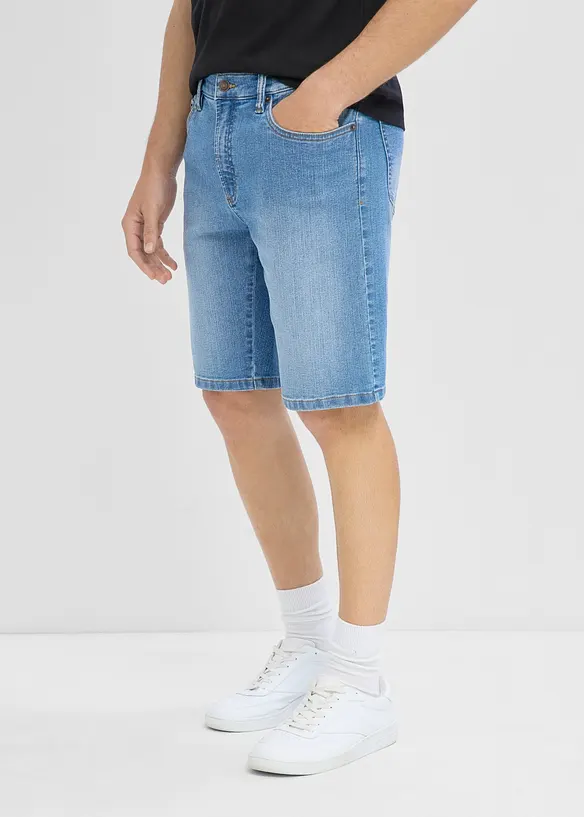 Leichte Jeans-Bermuda mit Dehnbund (2er Pack), Regular Fit in blau von vorne - bonprix