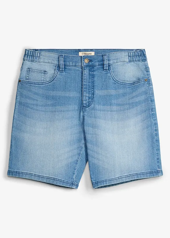 Leichte Jeans-Shorts mit Dehnbund, Relaxed Fit in blau von vorne - bonprix