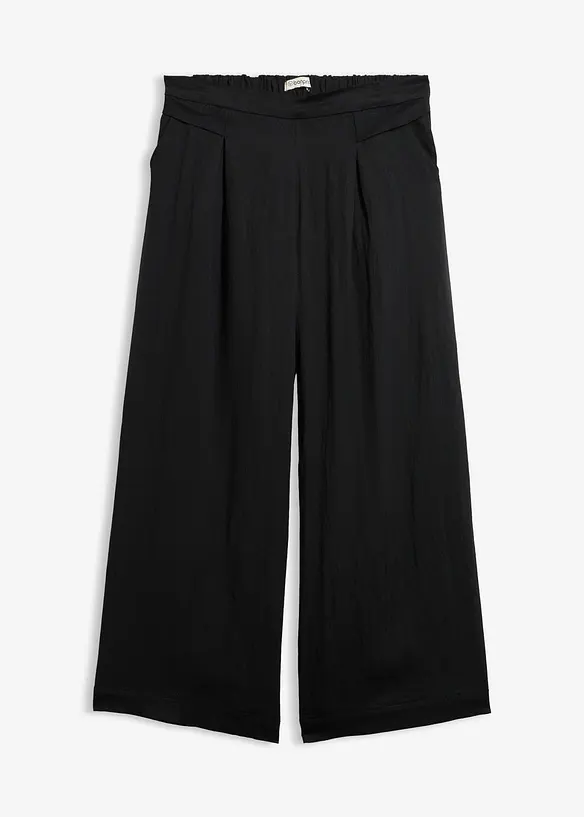 Culotte mit fließender Viskose in schwarz von vorne - bonprix