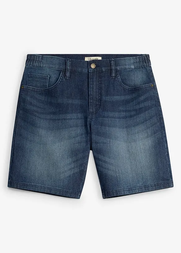 Leichte Jeans-Shorts mit Dehnbund, Relaxed Fit in blau von vorne - bonprix