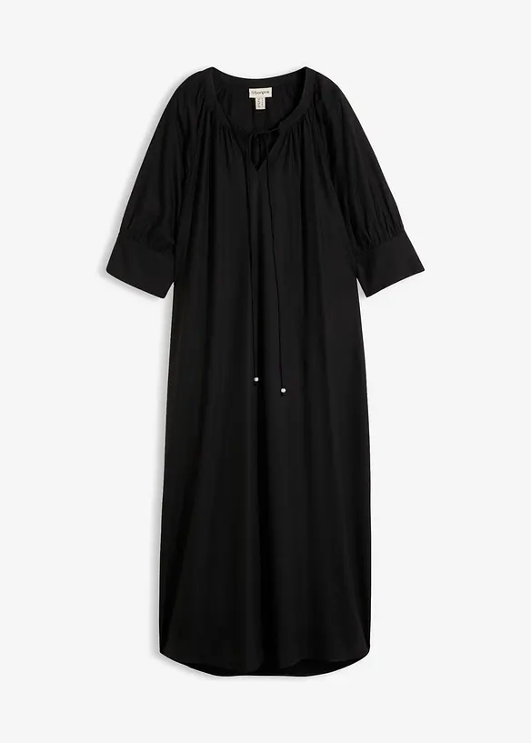 Tunika-Kleid aus fließender Viskose in schwarz von vorne - bonprix