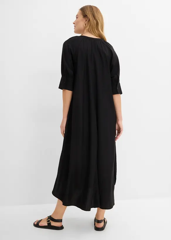Tunika-Kleid aus fließender Viskose in schwarz von hinten (Totalaufnahme) - bonprix