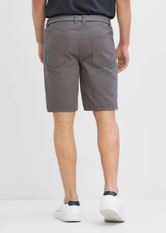 Bermuda mit Dehnbund und Gürtel in Regular Fit in grau von hinten - bonprix