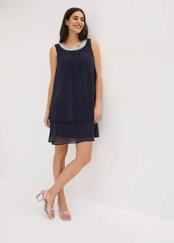 Premium Kleid mit Applikation in blau von vorne (Totalaufnahme) - bonprix Premium Kleid mit Applikation in blau von vorne (Totalaufnahme) - bonprix