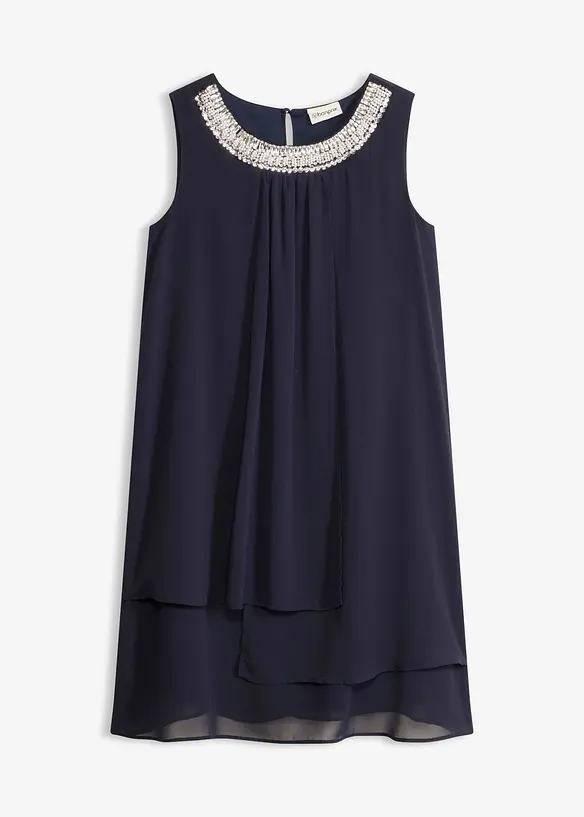 Premium Kleid mit Applikation in blau von vorne - bonprix Premium Kleid mit Applikation in blau von vorne - bonprix