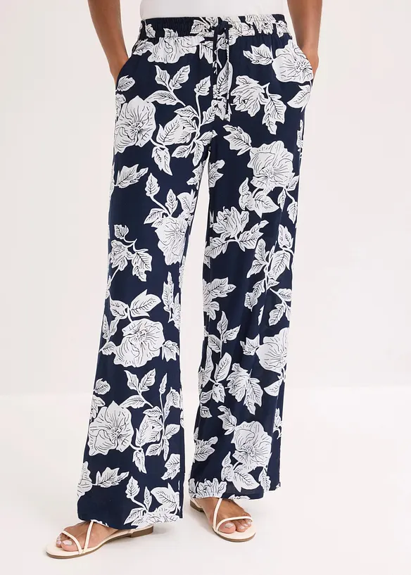 Palazzo-Hose aus fließender Viskose in blau von vorne - bonprix