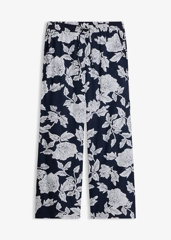 Palazzo-Hose aus fließender Viskose in blau von vorne - bonprix