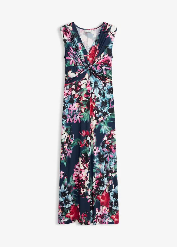Maxikleid mit Knotendetail in blau von vorne - bonprix