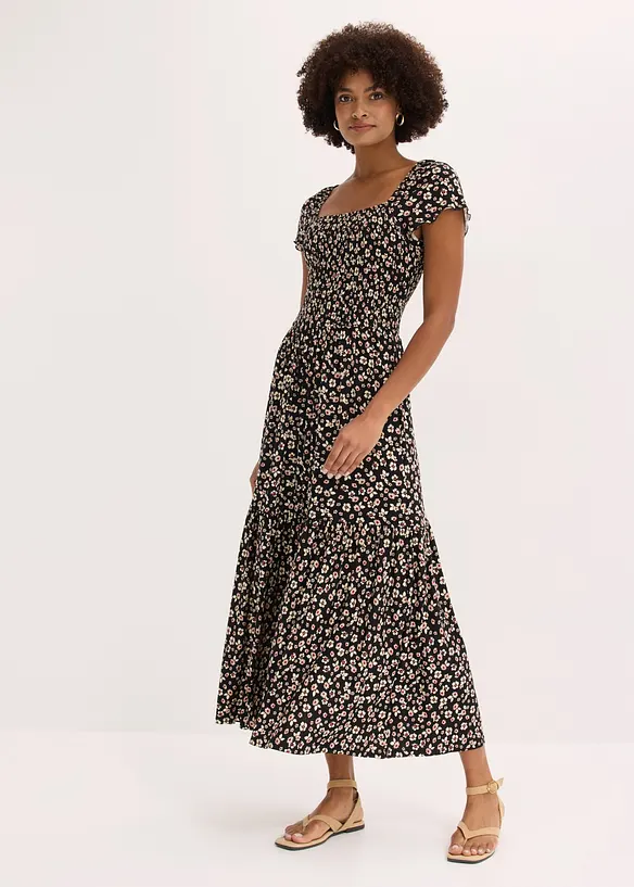 Maxikleid aus Viskose-Mix in schwarz von vorne (Totalaufnahme) - bonprix Maxikleid aus Viskose-Mix in schwarz von vorne (Totalaufnahme) - bonprix