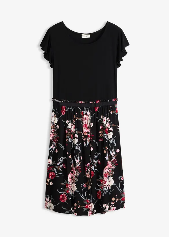 Jerseykleid aus Viskose-Mix in schwarz von vorne - bonprix