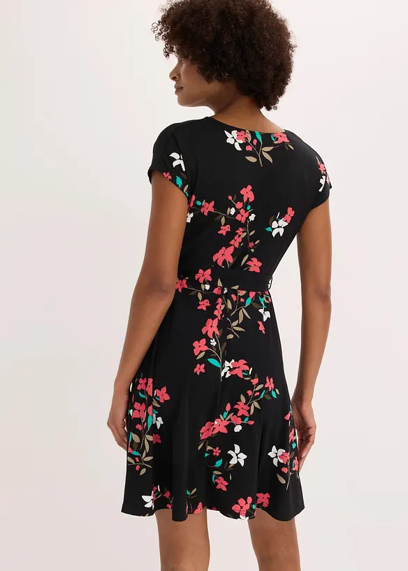 Jerseykleid in Wickeloptik in schwarz von hinten (Totalaufnahme) - bonprix Jerseykleid in Wickeloptik in schwarz von hinten (Totalaufnahme) - bonprix
