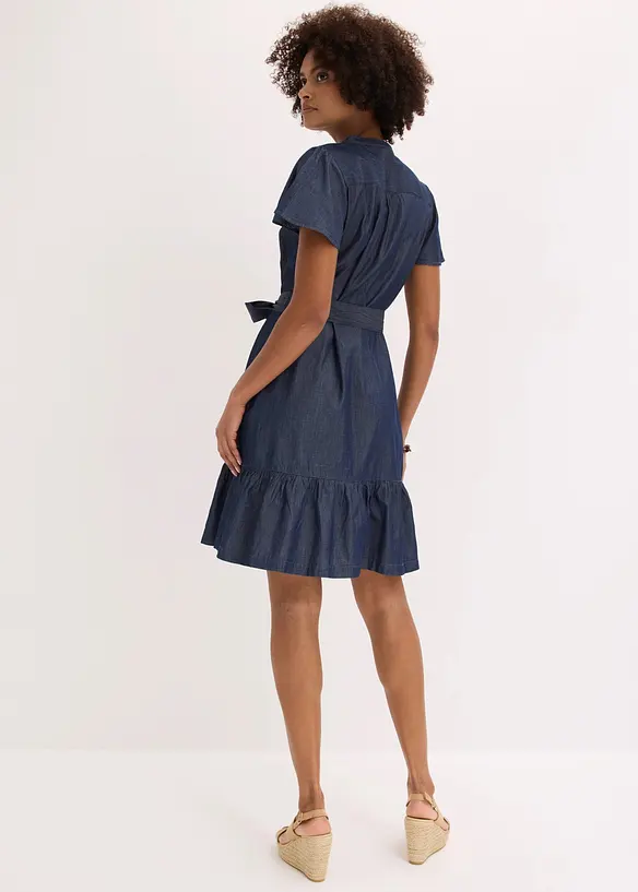 Jeanskleid mit Volant in blau von hinten (Totalaufnahme) - bonprix Jeanskleid mit Volant in blau von hinten (Totalaufnahme) - bonprix