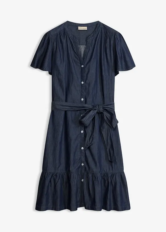 Jeanskleid mit Volant in blau von vorne - bonprix Jeanskleid mit Volant in blau von vorne - bonprix