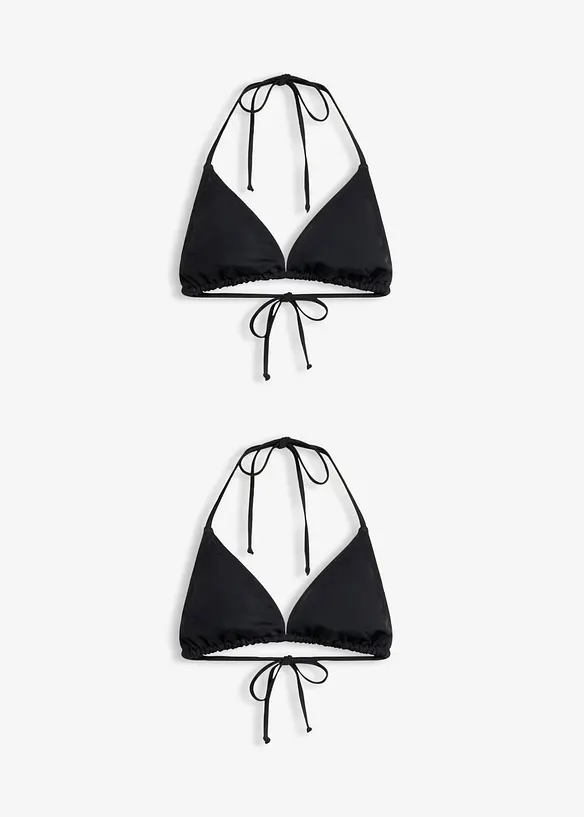 Triangel-Bikinioberteil (2er Pack) in schwarz von vorne - bonprix