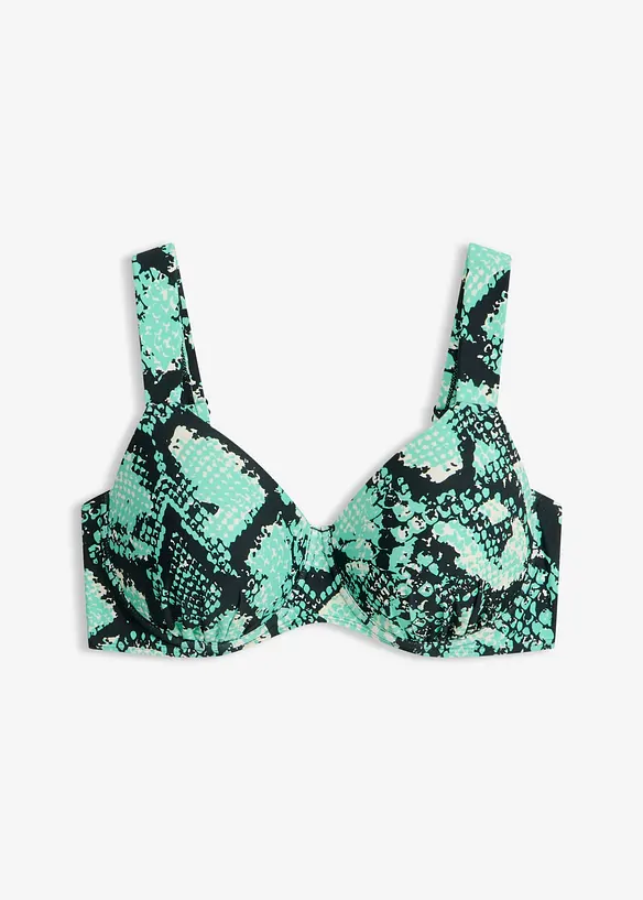 Gepolsterter Schalen Minimizer-Bikinioberteil mit Bügel und gepolsterten Trägern in grün von vorne - bonprix