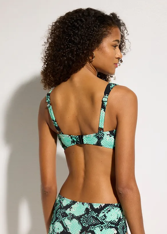 Gepolsterter Schalen Minimizer-Bikinioberteil mit Bügel und gepolsterten Trägern in grün von hinten (im Anschnitt) - bonprix