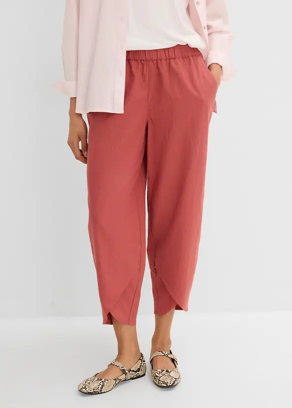 3/4-Hose aus leichtem Leinen-Mix in rot von vorne - bonprix 3/4-Hose aus leichtem Leinen-Mix in rot von vorne - bonprix