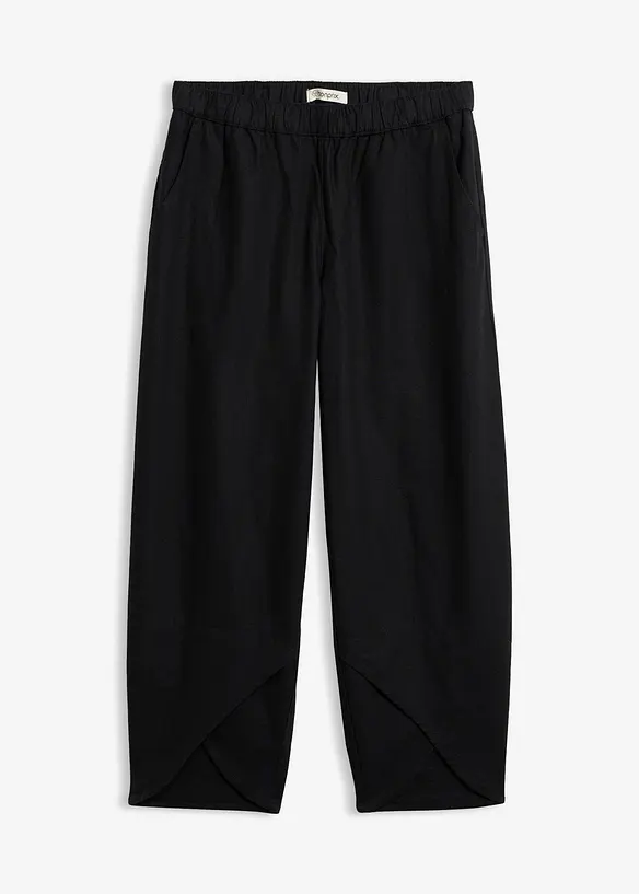 3/4-Hose aus leichtem Leinen-Mix in schwarz von vorne - bonprix
