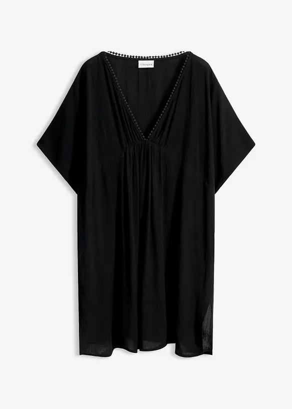 Oversize Strandtunika aus strukturiertem Crinkle in schwarz von vorne - bonprix Oversize Strandtunika aus strukturiertem Crinkle in schwarz von vorne - bonprix