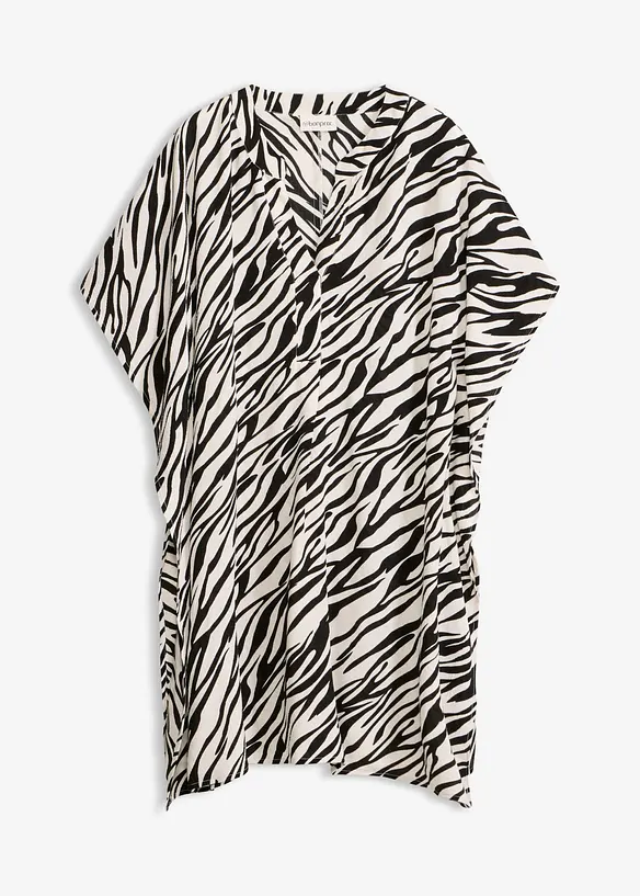 Strandtunika aus strukturiertem Crinkle in schwarz von vorne - bonprix Strandtunika aus strukturiertem Crinkle in schwarz von vorne - bonprix